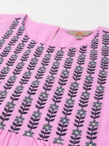 Anouk Floral Embroidered Round Neck Pure Cotton Kurta