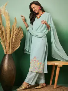 Sangria Floral Embroidered Unstitched Dress Material