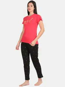 Kryptic Typography Printed Round Neck Pure Cotton Night suit