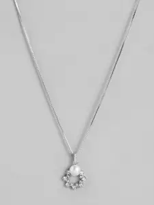 Zavya Rhodium-Plated 925 Sterling Silver Circular Pendants With Chains