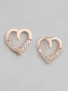 Zavya Rose Gold-Plated 925 Pure Sterling Silver Contemporary Studs Earrings