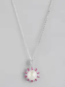 Zavya 925 Pure Sterling Silver Rhodium-Plated Stone-Studded & Beaded Pendants with Chains