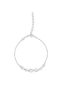 Zavya 925 Sterling Silver Cubic Zirconia Rhodium Plated Link Bracelet