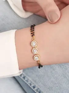 Zavya 925 Sterling Silver Cubic Zirconia Gold Plated Charm Bracelet