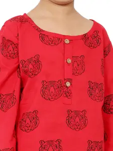 BAESD Girls Pack Of 2 Printed Long Sleeves Pure Cotton Night suits