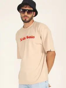 PRONK Graphic Printed Drop-Shoulder Sleeves Oversized Pure Cotton T-shirt