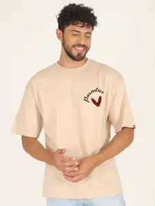 PRONK Paradise Graphic Printed Drop-Shoulder Sleeves Oversized Pure Cotton T-shirt