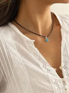 EL REGALO Evil Eye Stone Studded Pendant With Chain