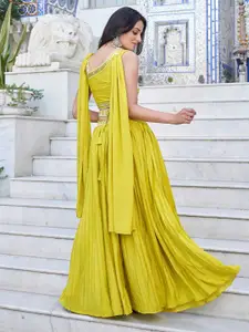 KALINI Embroidered Mirror Work Ready to Wear Lehenga & Blouse With Dupatta