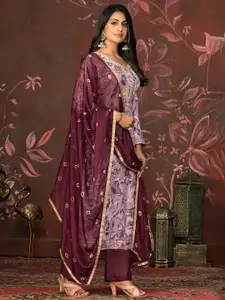 MANVAA Floral Printed Beads & Stones Unstitched Dress Material