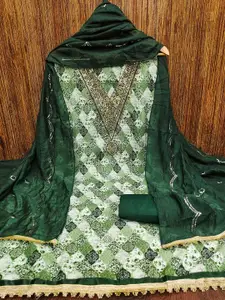 MANVAA Floral Printed Zari Unstitched Dress Material