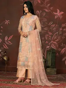 MANVAA Printed Organza Unstitched Dress Material