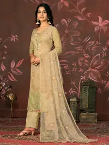 MANVAA Ethnic Motifs Woven Design Beads and Stones Organza Unstitched Dress Material