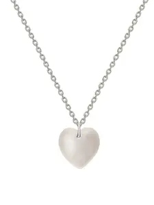 SILBERRY 925 Sterling Silver Rhodium-Plated Heart Shaped Pendants with Chains