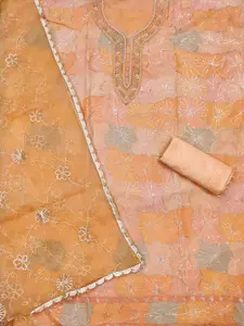 KALINI Ethnic Motifs Embroidered Organza Unstitched Dress Material