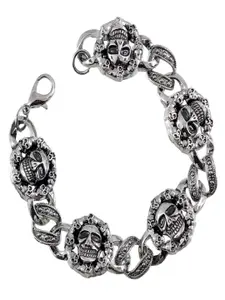 UNIVERSITY TRENDZ Men Oxidised Silver-Plated Wraparound Bracelet