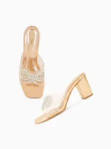 DressBerry Embellished Block Sandals