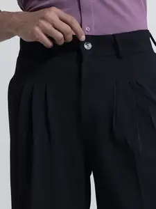 Snitch Men Smart Loose Fit Pleated Trousers