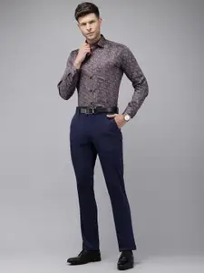 V Dot Slim Fit Printed Pure Cotton Formal Shirt