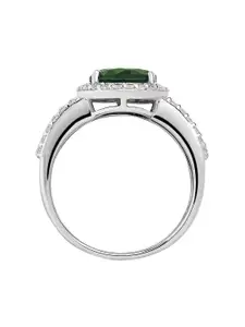 Ornate Jewels 925 Sterling Silver Solitaire Emerald Halo Ring