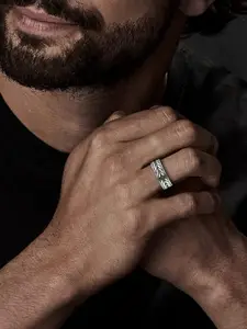 Vitra Jewellery Men 925 Sterling Silver Rhodium-Plated Finger Ring