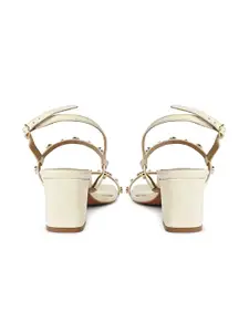 CAI Women Urban Rivet Embellished Open Toe Heels