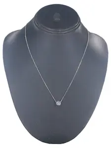Taraash 925 Sterling Silver Cubic Zirconia Studded Round Pendant Chain