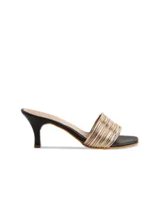 ERIDANI Textured Open Toe Slim Heels