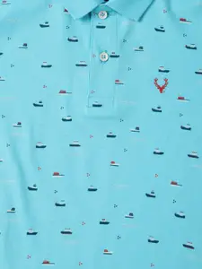 Allen Solly Junior Boys Conversational Printed Polo Collar Cotton T-shirt