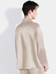 Bella Babe by SK Lapel Collar Satin Shirt With Pyjamas