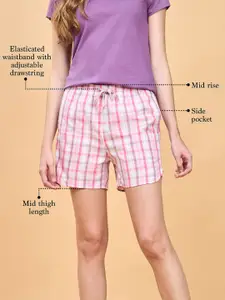 EnamorE7A1 Hangout Women Checked Cotton Lounge Shorts