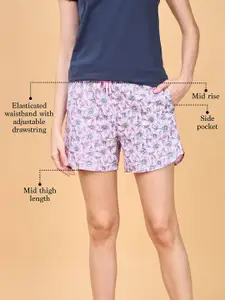 Enamor Women Mid-Rise Floral Printed Lounge Shorts