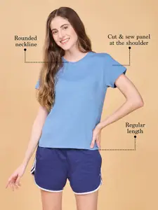 Enamor Cut & Sew Detailed Round Neck Lounge T-shirt