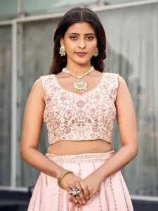 flaher Embroidered Thread Work Ready to Wear Lehenga & Blouse With Dupatta