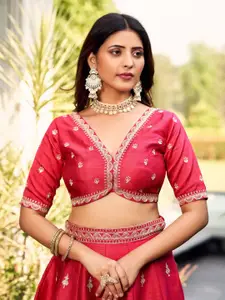 flaher Embroidered Thread Work Ready to Wear Lehenga & Blouse With Dupatta