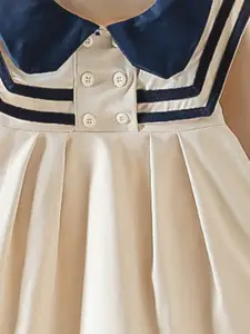 INCLUD Girls Peter Pan Collar Pleated Cotton  Fit & Flare Dress