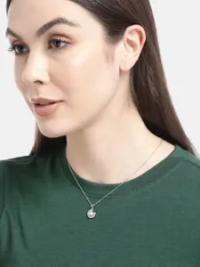 Carlton London 925 Sterling Silver Rhodium Plated with CZ Pearl Pendant with Chain