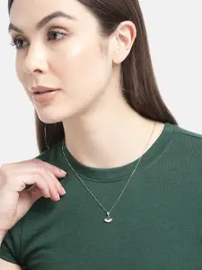 Carlton London 925 Sterling Silver Rhodium Plated with CZ Pendant with Chain