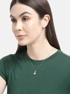 Carlton London 925 Sterling Silver Rhodium Plated with CZ Heart Pendant with Chain