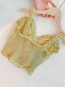 INCLUD Girls Self Design Shoulder Straps Top With Skirt