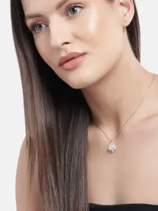 VANBELLE Women 925 Sterling Silver Rhodium Plated with CZ Studded Spade Pendant & Chain