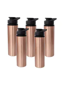 Kuber Industries Copper-Toned & Black Set of 5 Copper Solid Water Bottle