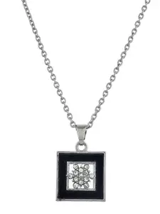 Silvermerc Designs Silver-Plated CZ Square Pendant With Chain