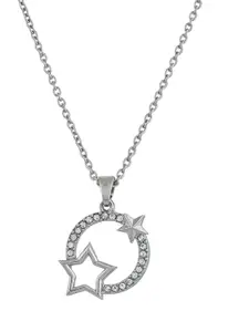 Silvermerc Designs Silver-Plated CZ Star Shaped Pendant With Chain