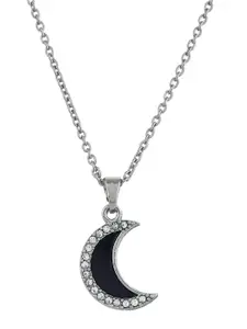 Silvermerc Designs Silver-Plated CZ Moon Pendant With Chain