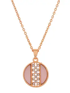 Silvermerc Designs Rose Gold-Plated Circular Shaped Pendant With Chain