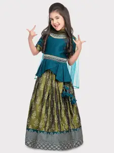 Tiny Kingdom Girls Embellished Ready to Wear Lehenga & Blouse With Dupatta