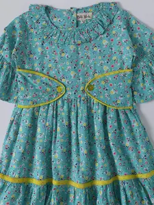 Bella Moda Floral Print Bell Sleeve Fit & Flare Dress