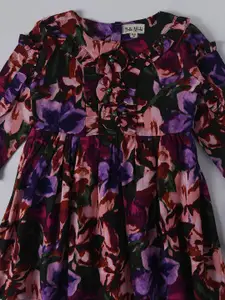 Bella Moda Floral Print Puff Sleeve Fit & Flare Dress