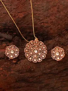 Mirana Gold-Plated Cubic Zirconia Studded Pendant Set